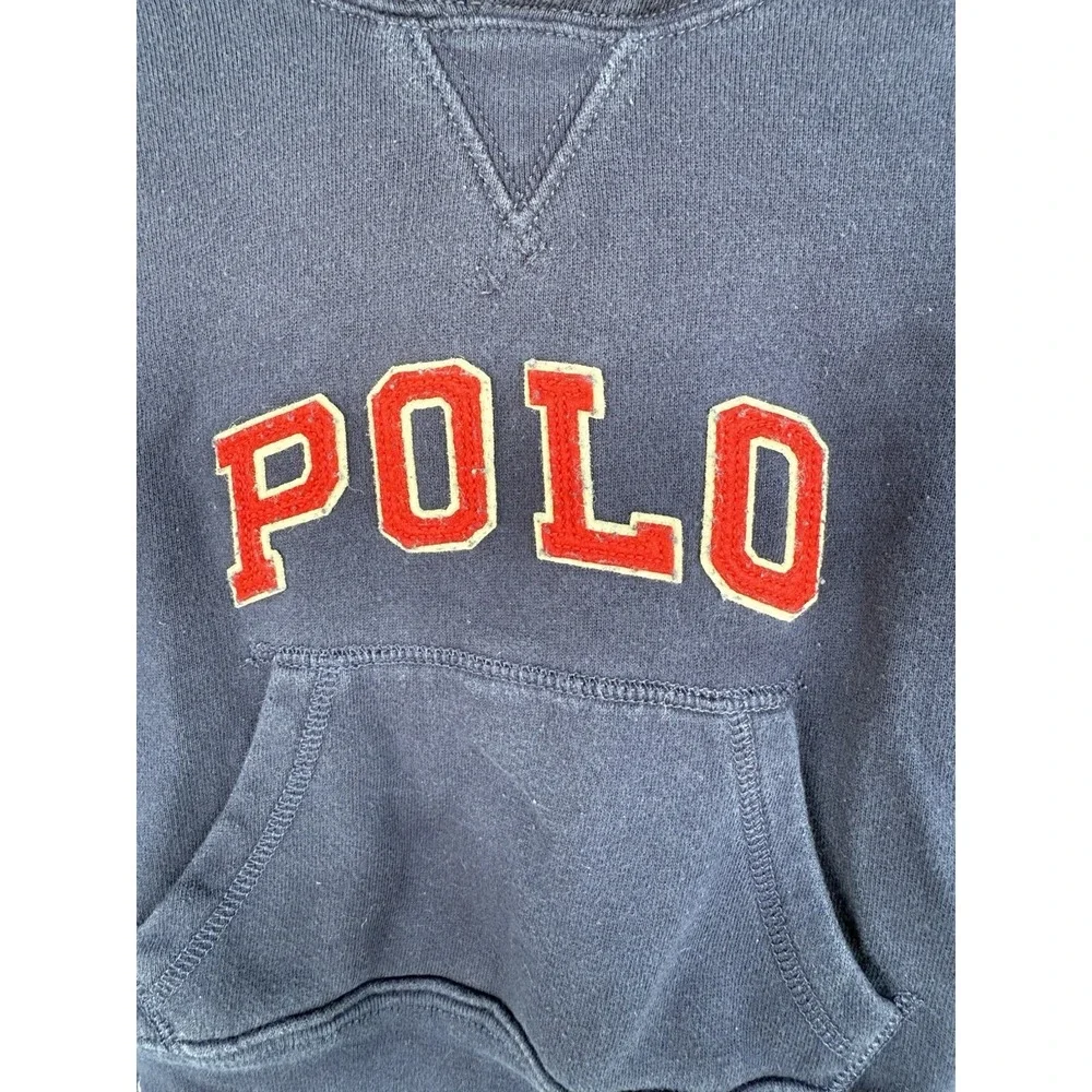 Boys Polo Ralph Lauren Hoodie Sz 3T Navy Blue Arch Logo‎ Spell Out